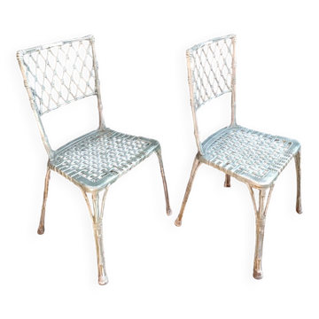 2 vintage bistro chairs in aluminium metal
