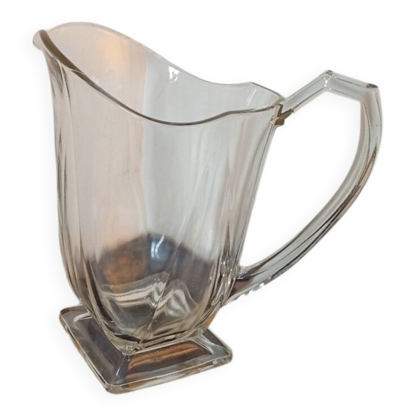Pichet Vintage style Art Deco en Cristal lourd, pied carré