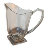Vintage Art Deco style heavy crystal pitcher, square base.