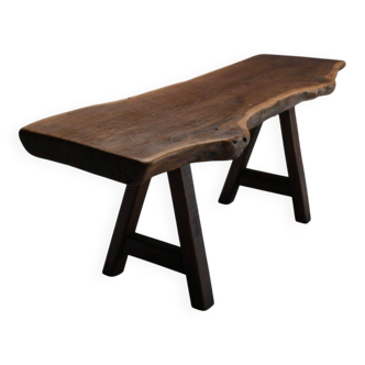 Table rustique brutaliste Mobichalet en chêne massif, Belgique années 1960