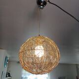 Vintage Twisted Silver Metal Pendant Light