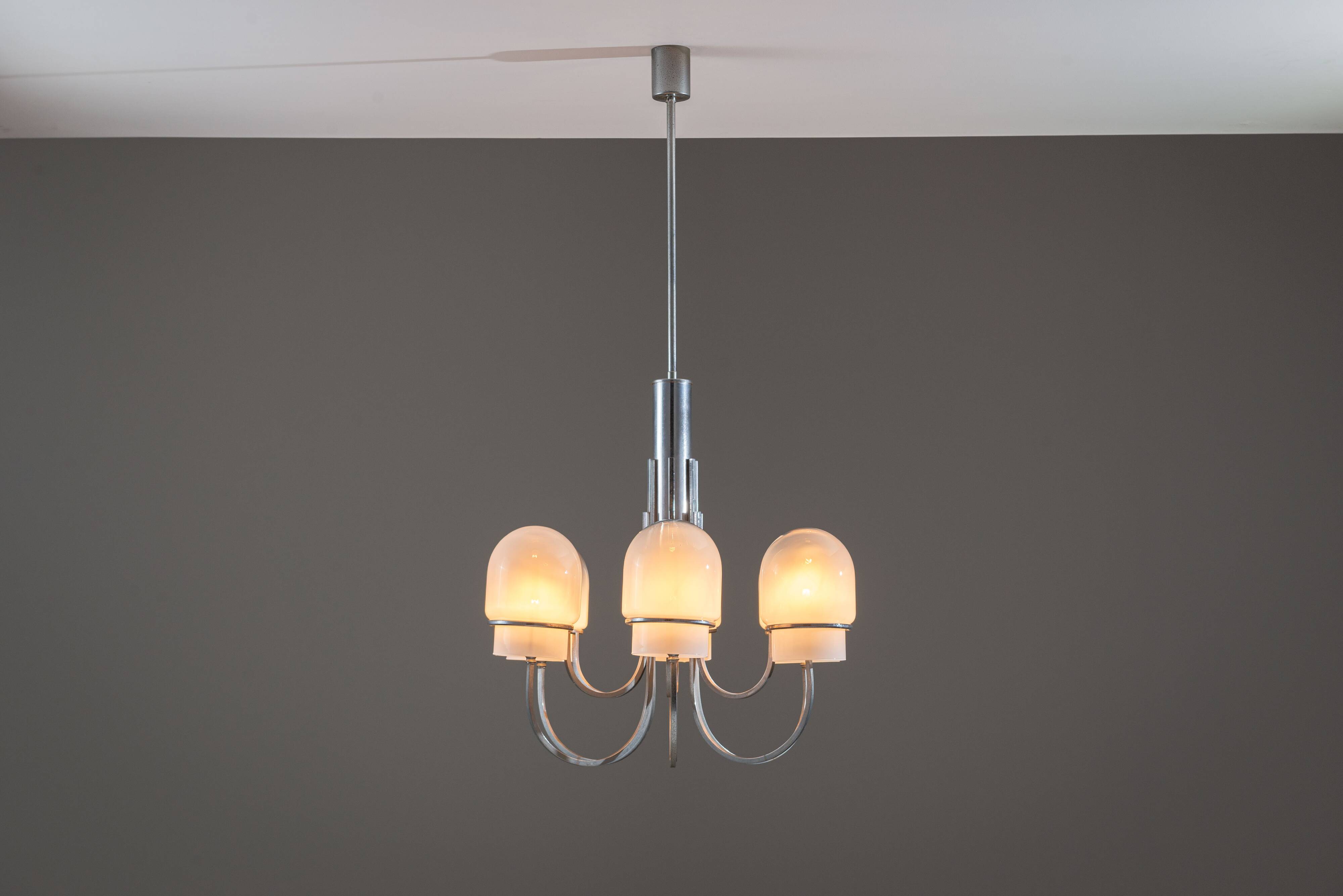 Angelo Gaetano Sciolari chandelier with six misty glass shades