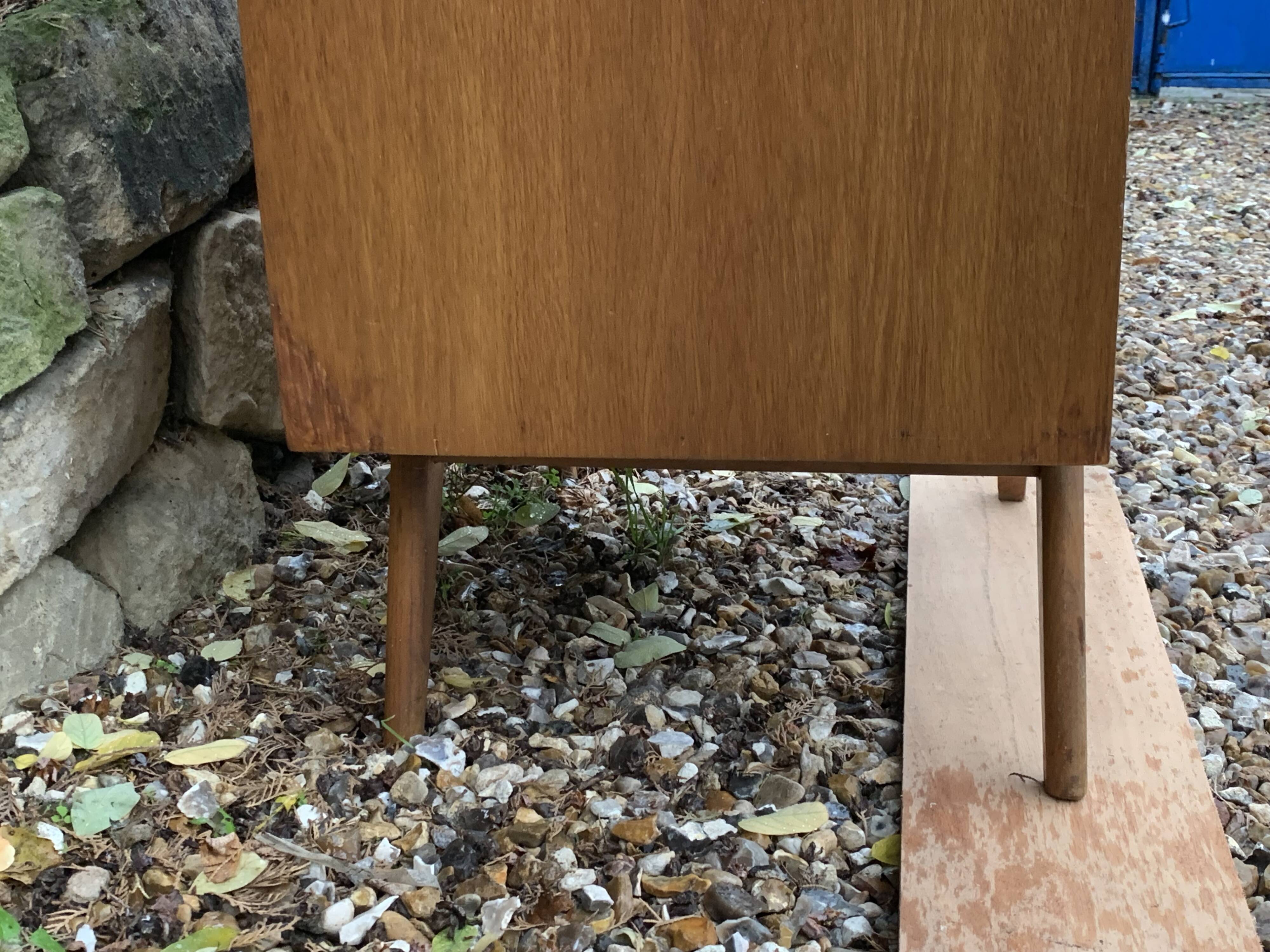Vintage rattan chiffonier with compass feet 1950