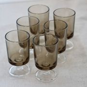 6 vintage Luminarc liqueur glasses, Sweden model - Smoked glass