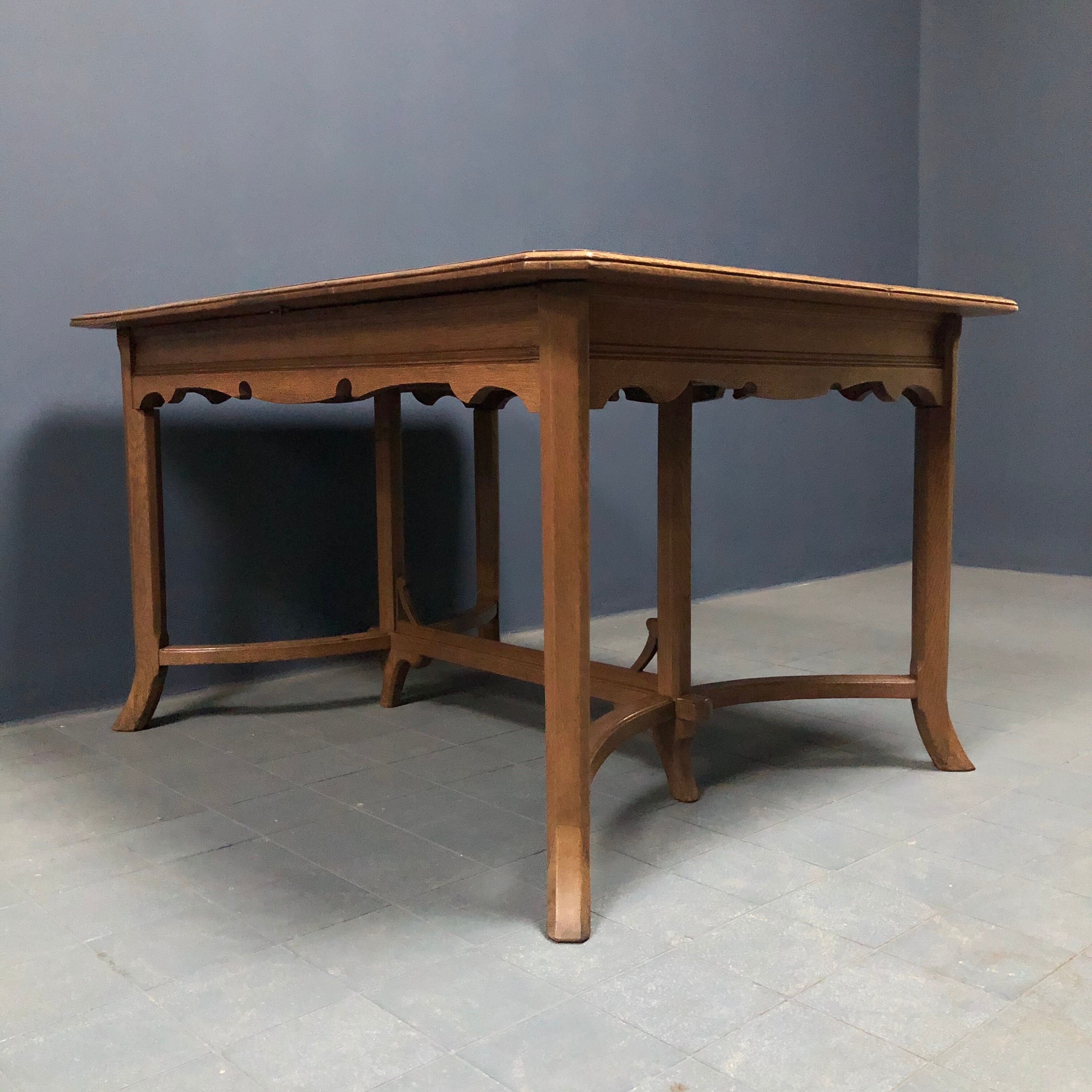 Dutch oak kitchen table in art deco style from the 1930s