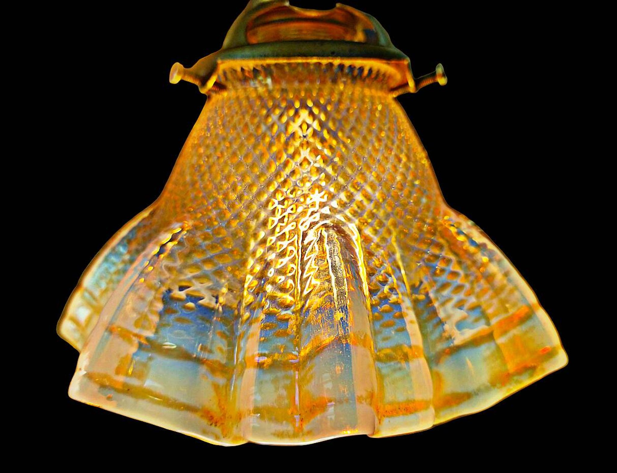 Lamp art & craft foot gooseneck was benson adjustable bronze and lampshade tulip iridescent crystal
