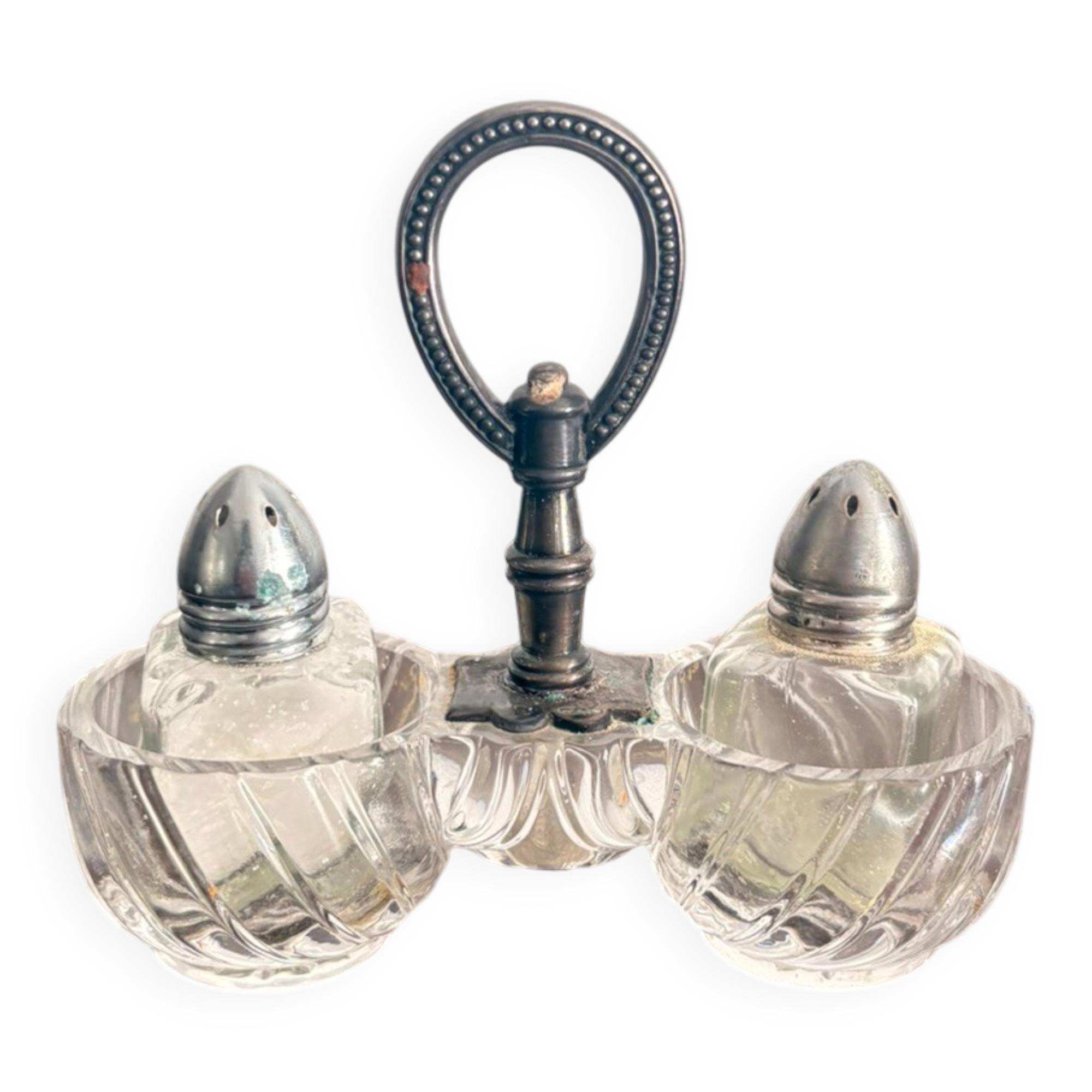 Ancien Porte Condiment Saleron Salière Poivrier Métal Argenté Christofle
