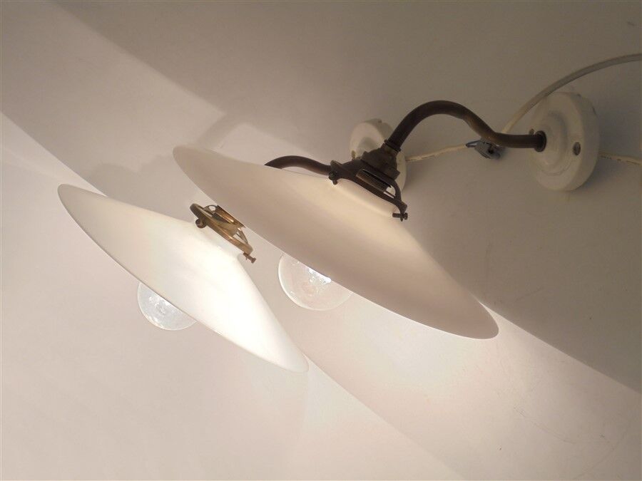 Pair of opaline wall lamps