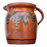 19 th Century French Glazed Terracotta Pitcher Alsace