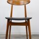 Set of 4 chairs 60s in teak and black leatherette
