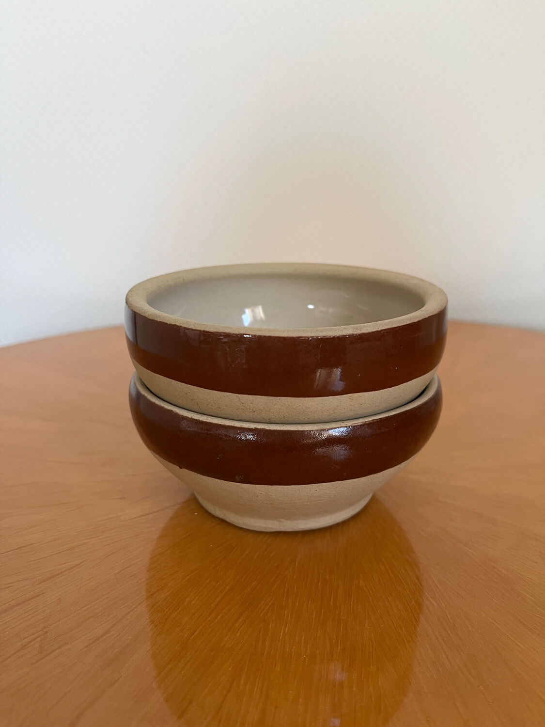 Set of 2 small Digoin bowls in vintage stoneware