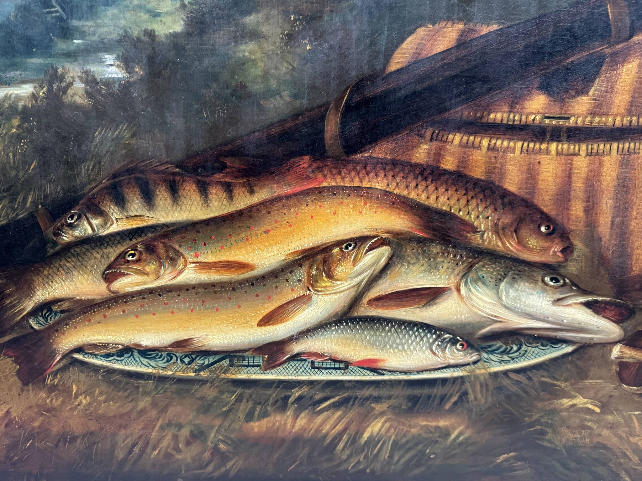Still life with fish signed HL Rolfe