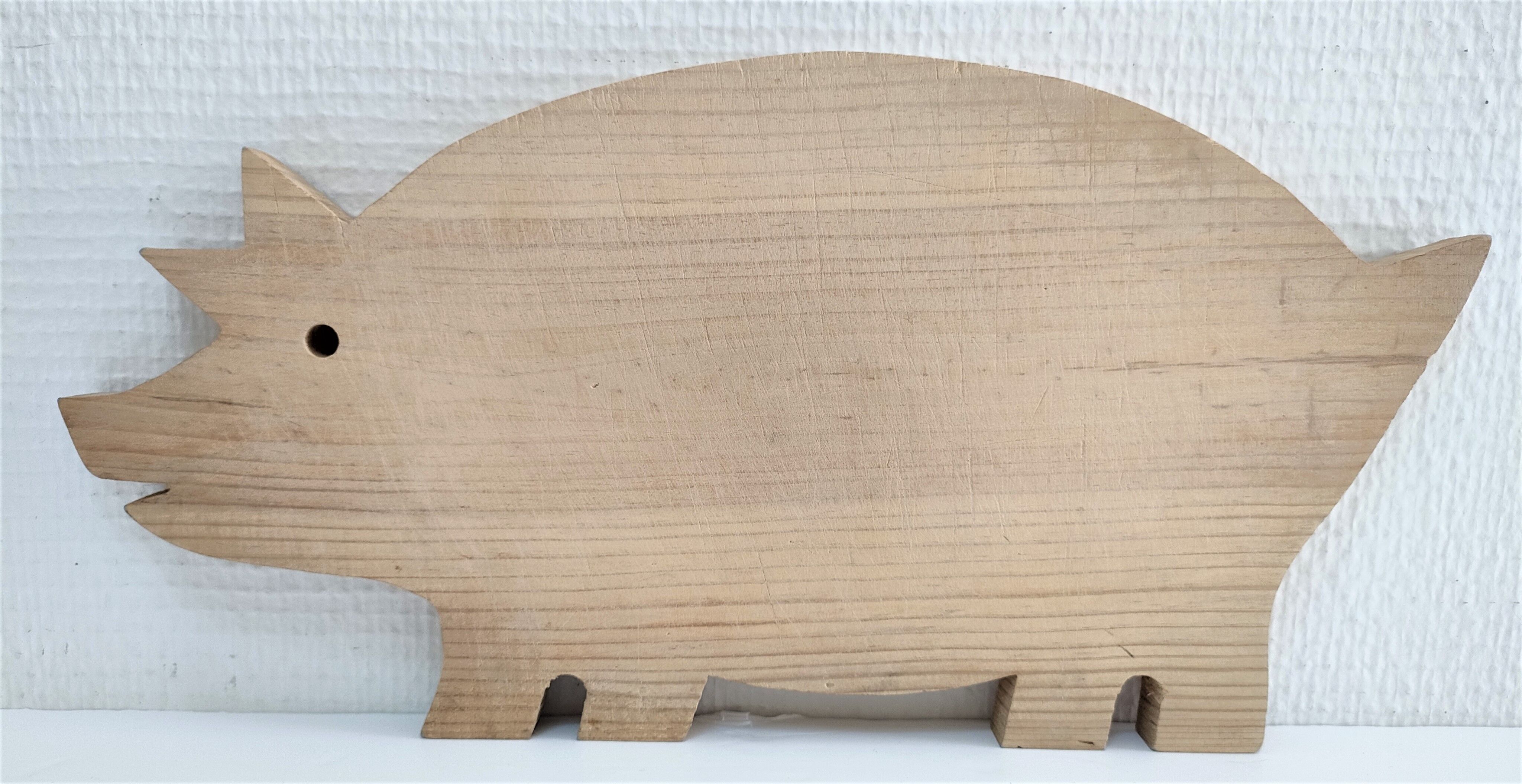 Deux planches à découper poisson cochon bois vintage