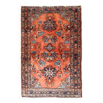 Handmade antique Persian Lilihan rug 3.2' x 4.10' (97cm x 150cm) 1920s - 1B666
