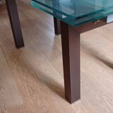 Cattelan Italia designer table – Tempered glass + extensions – Dark wood legs