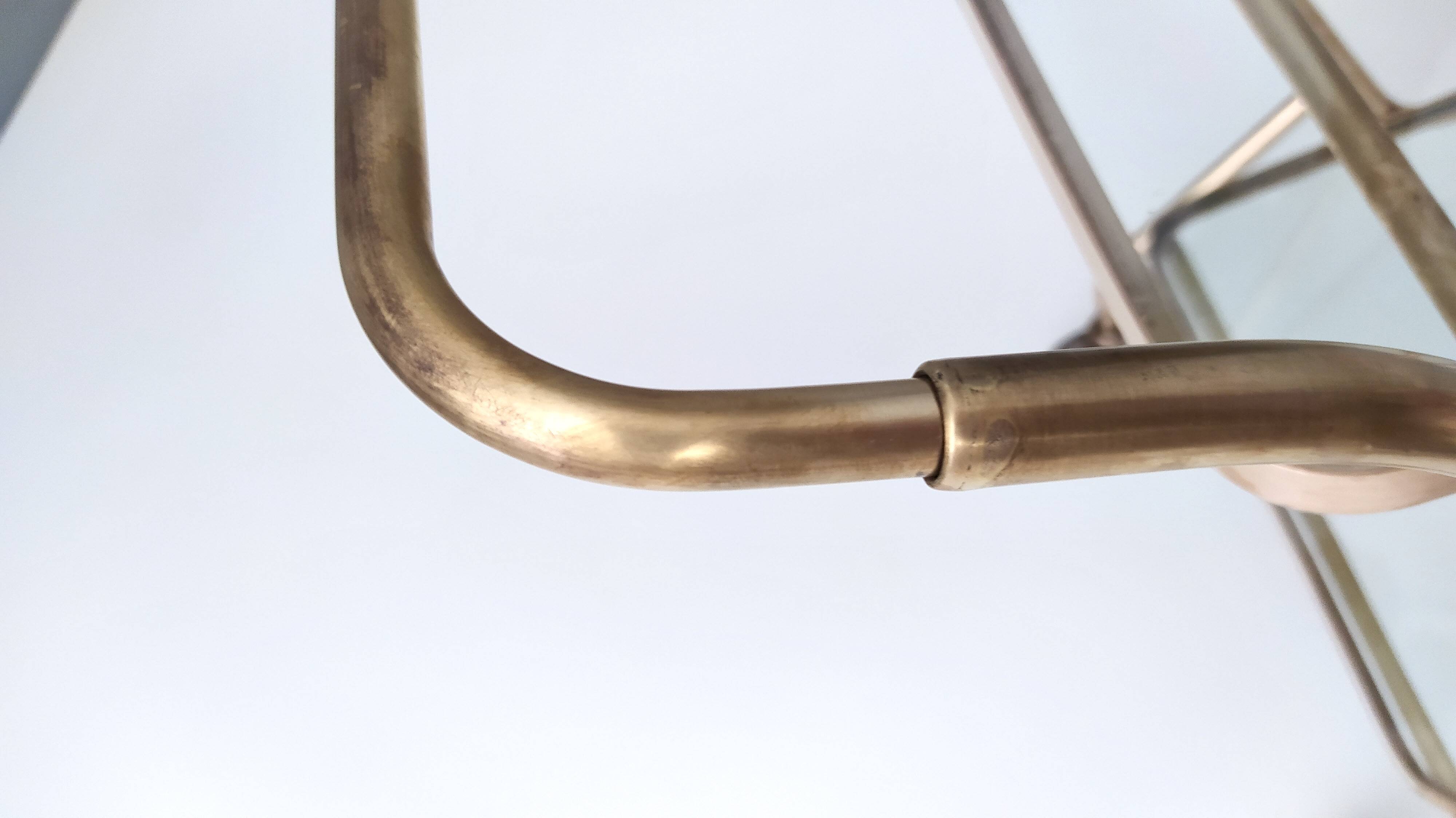 Brass Serving Cart with Glass Shelves, Italy