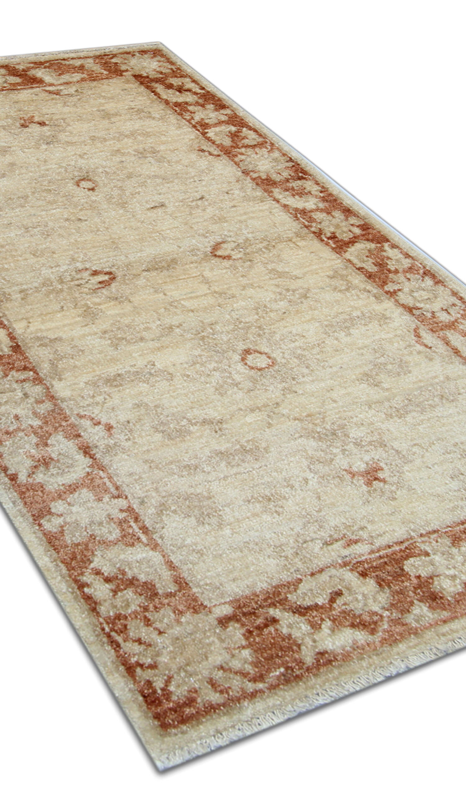 Cream Rug Handwoven Traditional Zeigler Carpet- 65x118cm