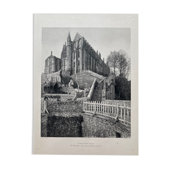 Photographie héliogravure du Mont Saint Michel 19ème (Paul Dujardin)