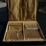 12 CHRISTOFLE Fish Cutlery Sets, CHEVRONS Art Deco model