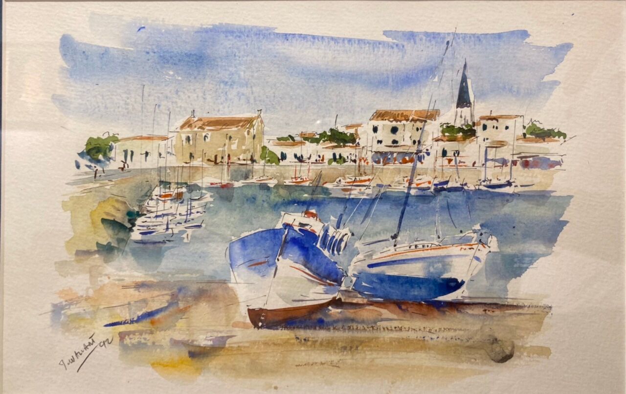 Painting, watercolor, Navy, signed and dated XX century