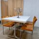 Vintage Dutch design chrome dining set leather chairs 'Minimalism'