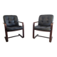 Pair of vintage cantilever armchairs in rosewood veneer.