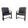 Pair of vintage cantilever armchairs in rosewood veneer.