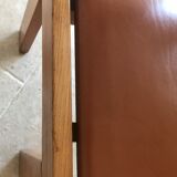 Leather and wood chair 70's