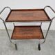 Bauhaus bar cart in walnut root veneer and steel