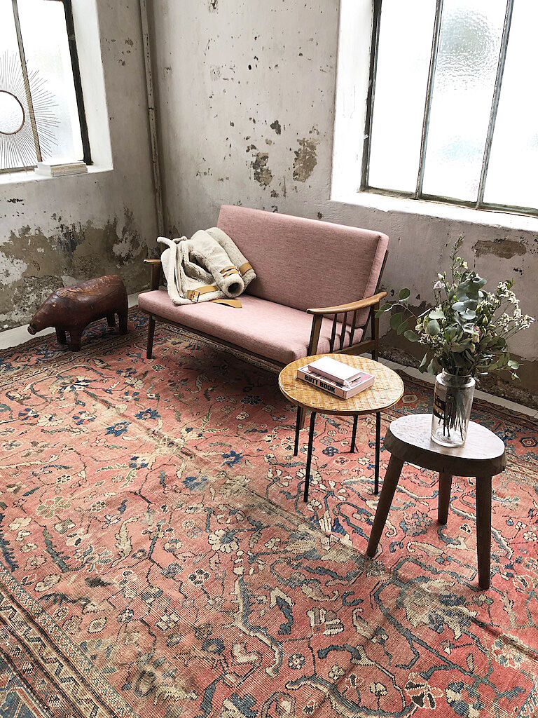 Wicker and metal coffee table