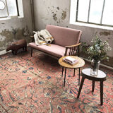 Wicker and metal coffee table