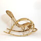 Rohe Noordwolde, rocking chair en rotin des années 60-70.