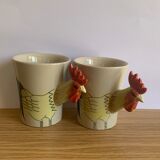 Lot anciennes tasses poule