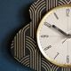 Vintage clock formica silent wall clock "FFR black gold"