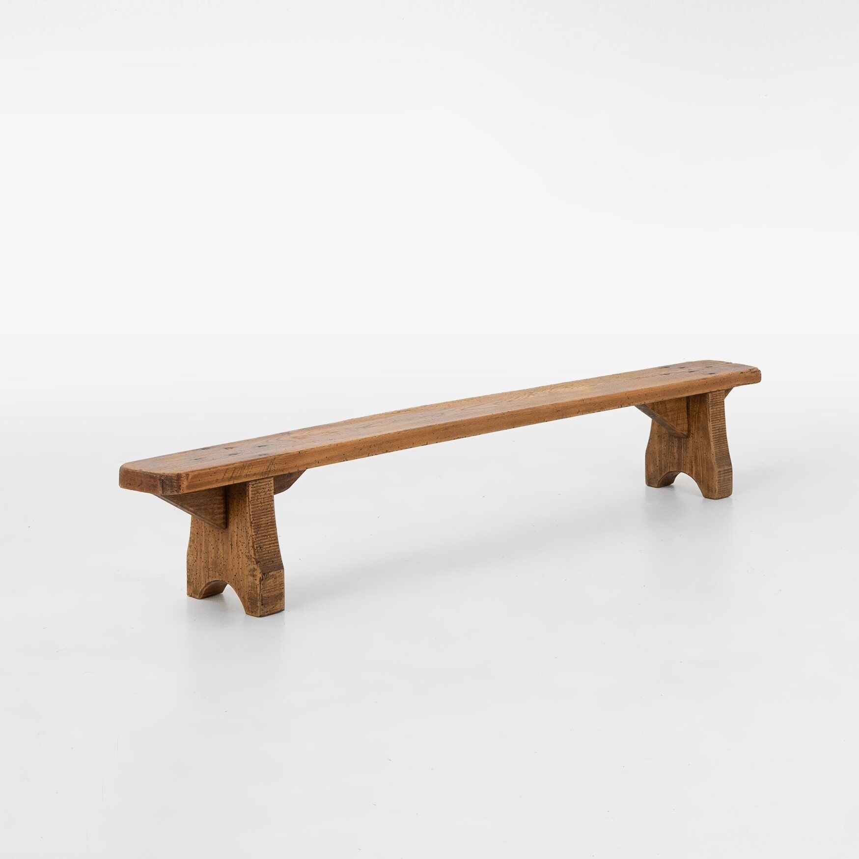 Rustic Low Bench in Wood, France, 1850s
