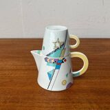 Teapot or coffee pot with cup from the German postmodern VIP collection by Seltmann Weiden, set of 2.