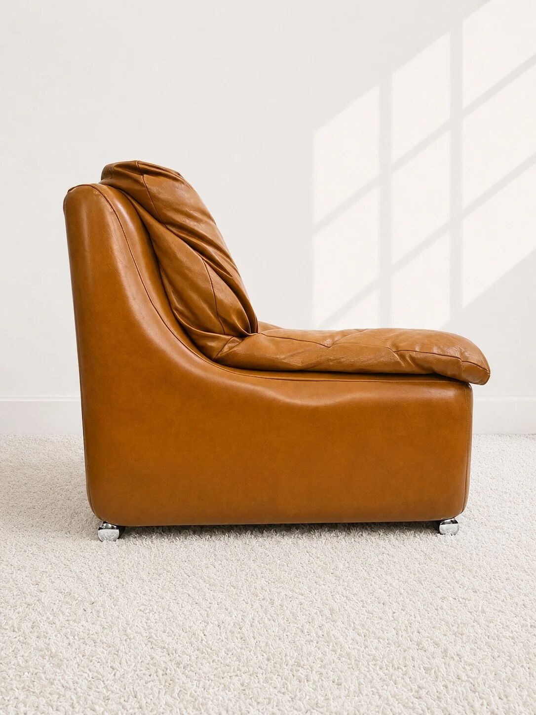 Modular armchair in cognac colour, France, 1970s.