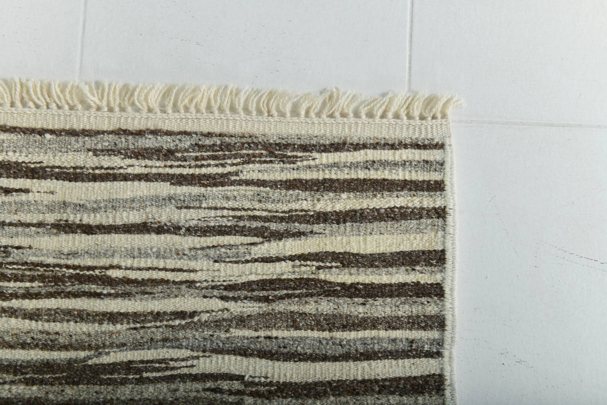 3x11 Brown & Beige Vintage Kilim Runner Rug, 84x330Cm