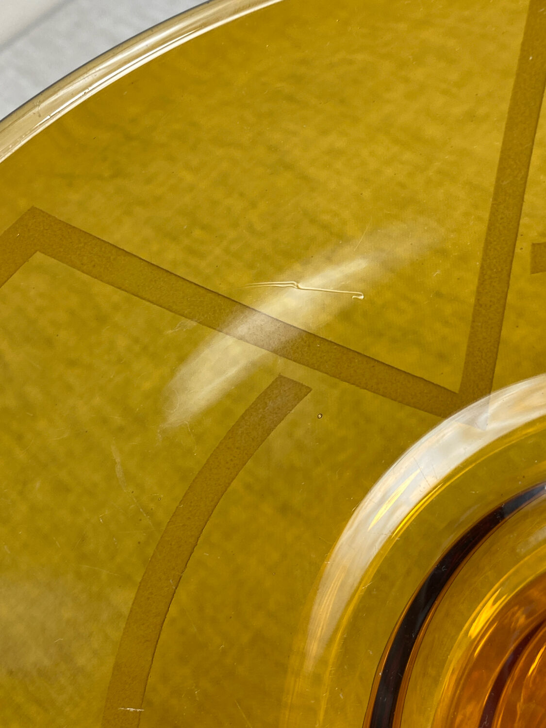 Large Art Deco amber glass bowl