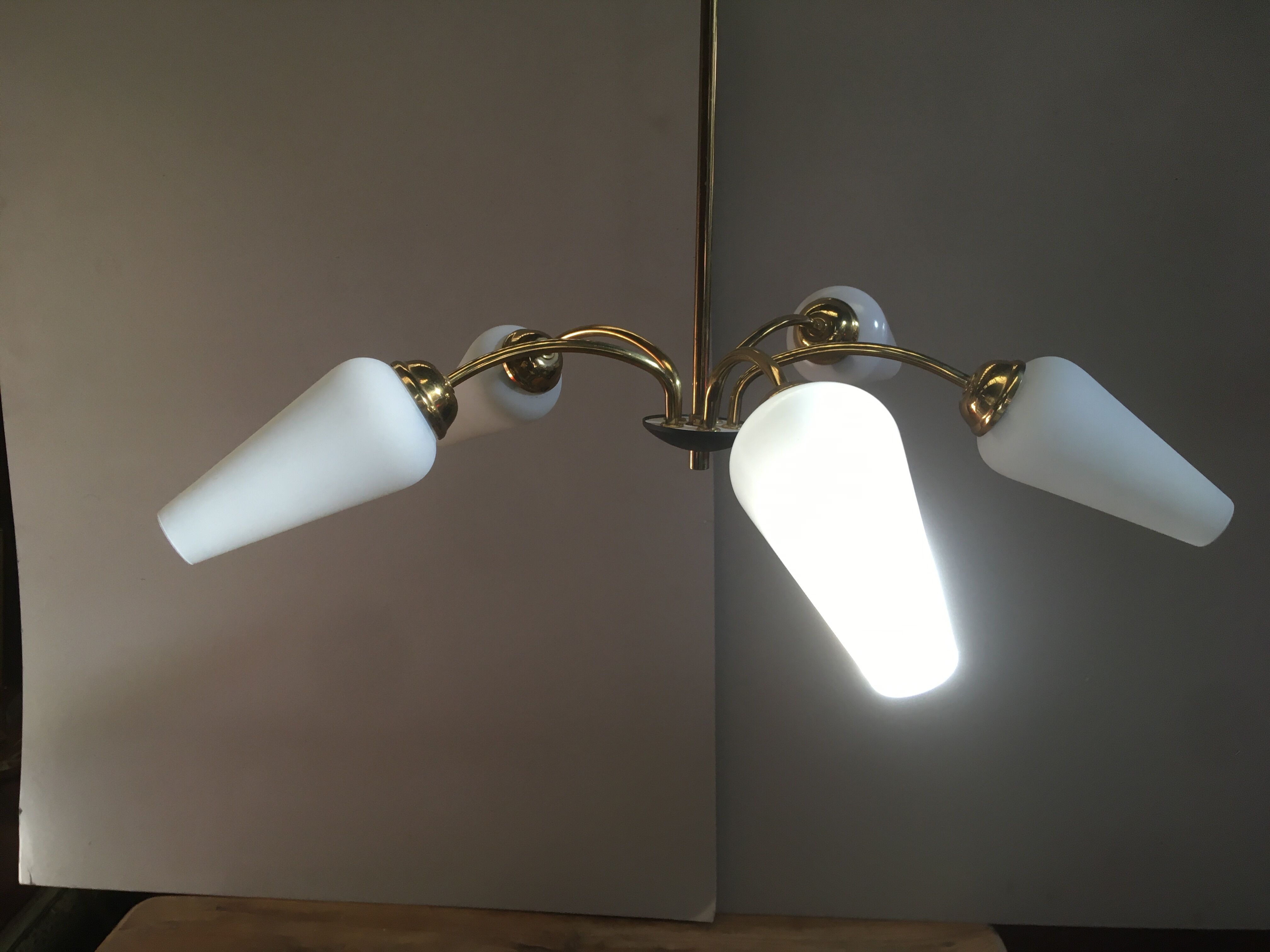 Lustre Arlus vintage laiton 5 branches