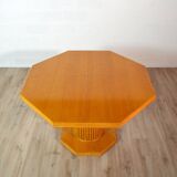 Octagonal dining table with wood and bamboo extension 1980s