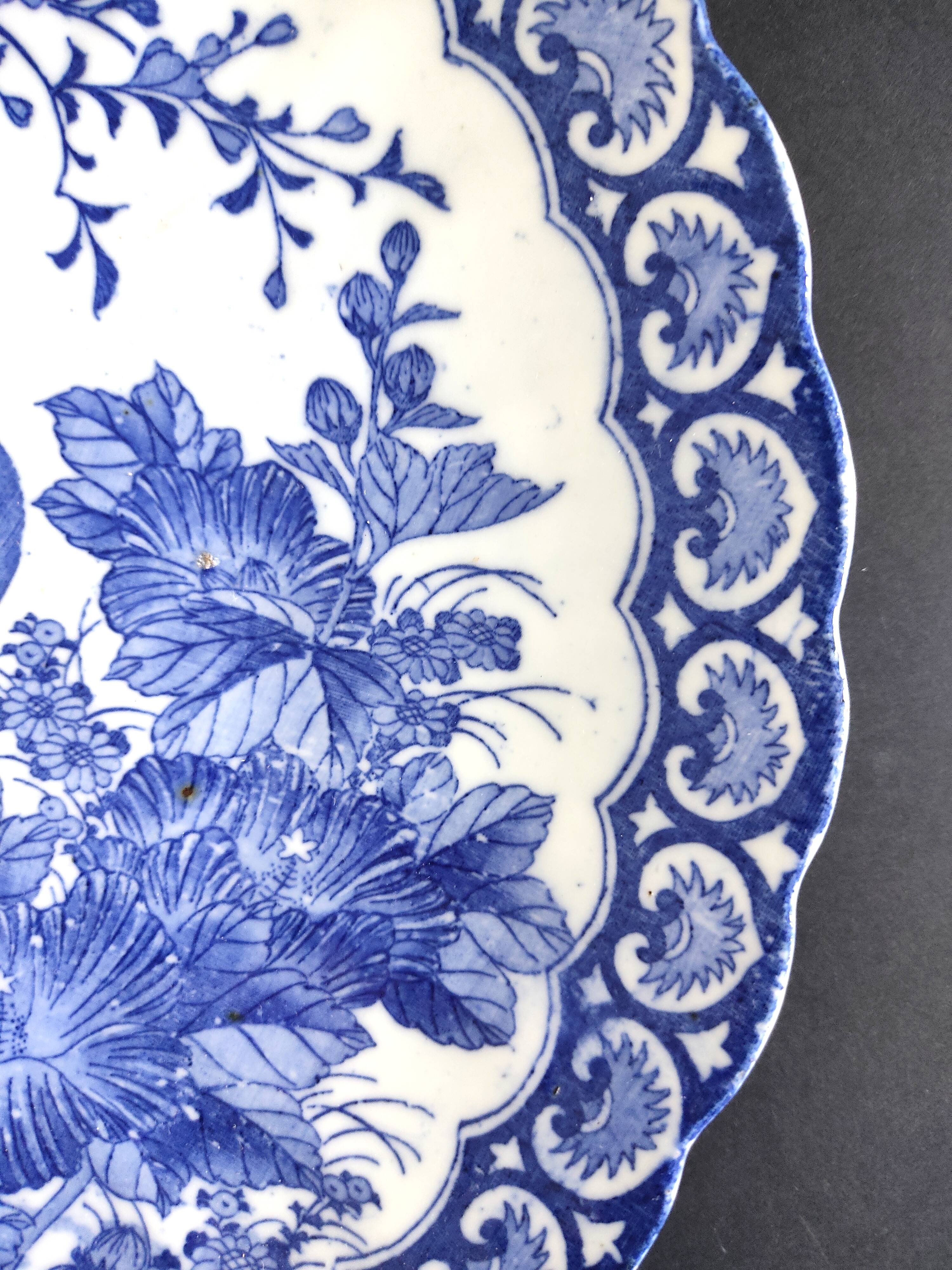 Japanese porcelain dish blue birds