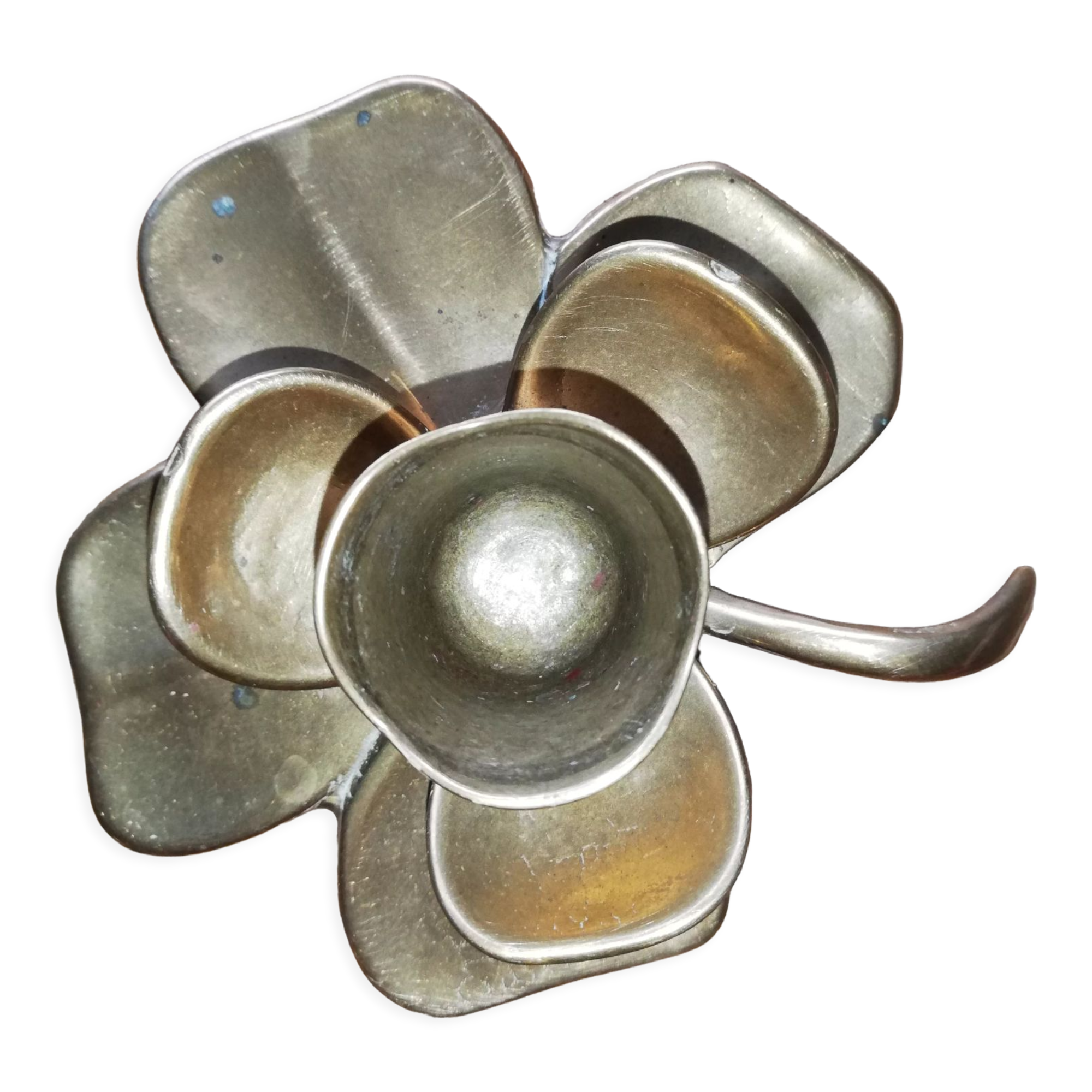 Brass candle holder copper color in the shape of a flower, Vintage