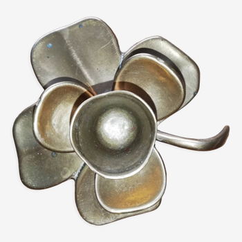 Bougeoir laiton couleur cuivre en forme de fleur, Vintage