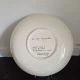 Plat en faience signe claude smadja "le coq turquoise" peint main 1996