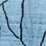 Sky Blue Wool Rug, Modern Handmade Designer Vintage Carpet, 213x281 Cm