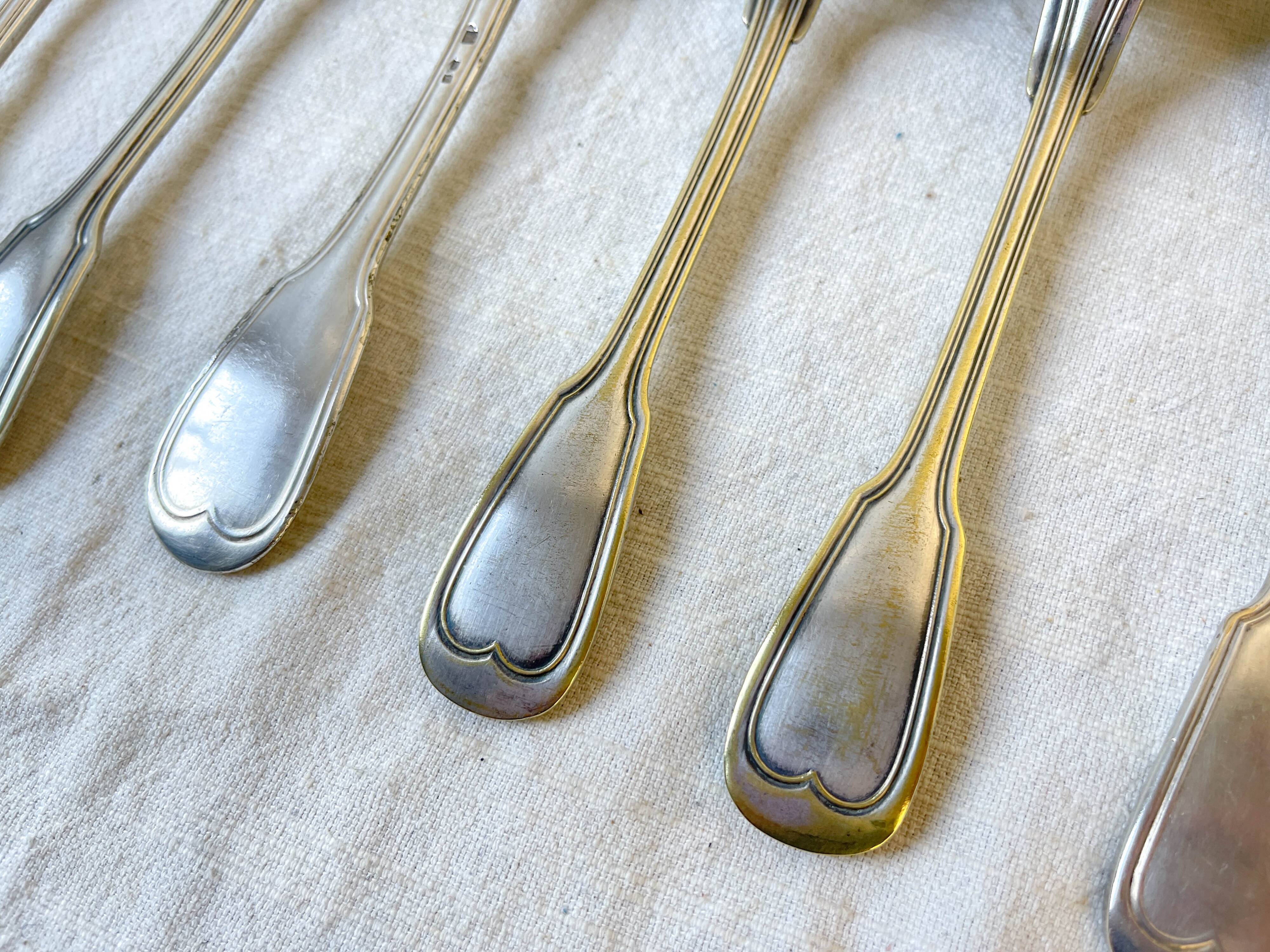 Set of 8 vintage silver plated soup spoons