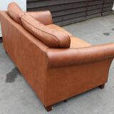 Tan Leather 2 seater sofa Classic 1980's