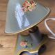 Small bedside lamp with clip, vintage painted flowers