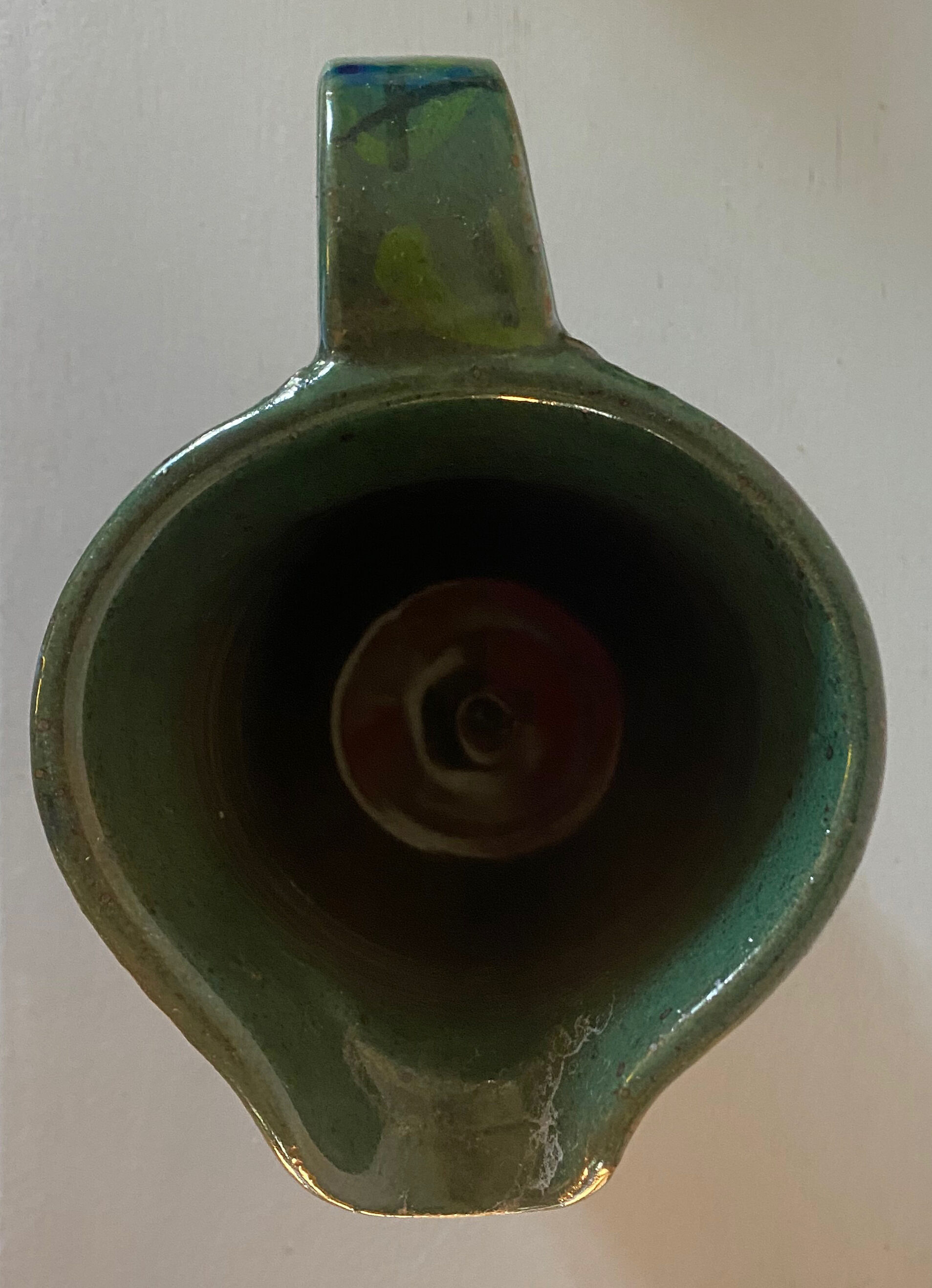 Saint clement-les-places pitcher in blue and green glazed ceramic